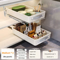 Axyaa Seasoning Storage Rack Cabinet Shelf with Sliding Pantry Basket Tray