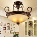 Axyaa Retro Metal Glass Ceiling Light Chandelier for European Living Room