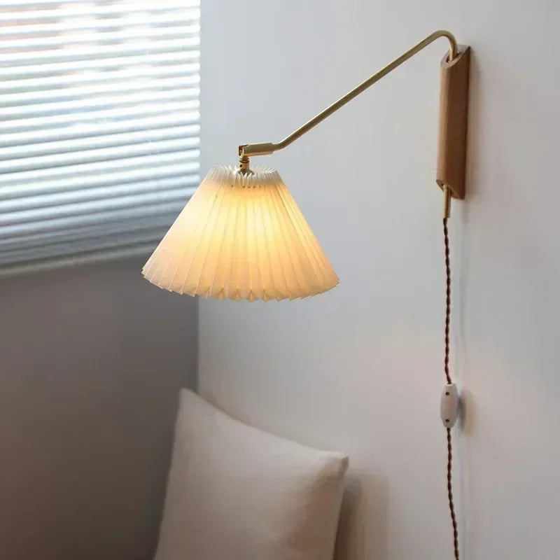 Axya Wooden Plug Rotary Wall Lamp for Bedroom Study Headboard