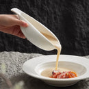 Axyaa White Ceramic Gravy Boat Milk Jug Steak Sauce Seasoning Pot Tableware