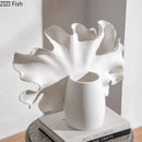 Axyaa White Ceramic Vase: Artistic Flower Vessels for Hydroponic/Dried Flower Arrangement