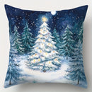 Axyaa Snowy Village & Christmas Tree Pillow Covers - Sofa Bedroom Car Cushion Cover