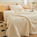 Axyaa Flannel Rabbit Fur Throw Blanket for Sofa, Soft & Cozy Winter Nap Blanket