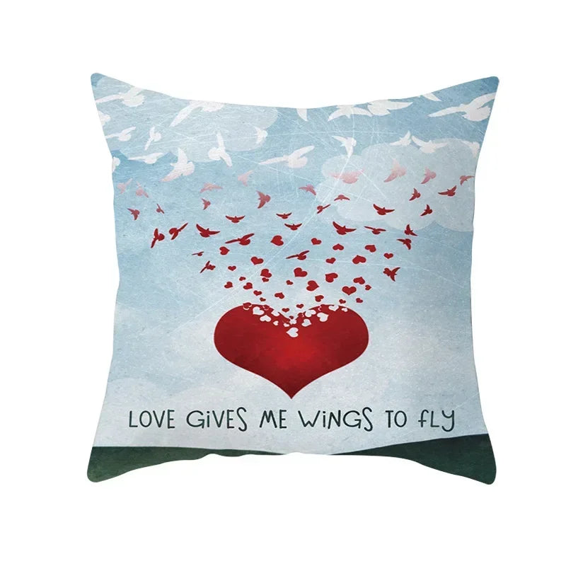 Axyaa Romantic Couple Pillowcases | Soft Cartoon Pattern Sofa Pillow Covers