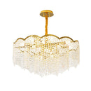 Axyaa Gold Crystal Chandelier for High Ceiling Villa Décor