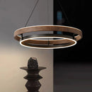 Axyaa Minimalist Wood Chandelier Upper Lower Luminous Retro New Chinese Dining Room Lamp