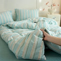 Axyaa Luxury Cotton Stripe Duvet Cover Set - Yarn-Dyed Bedding Set
