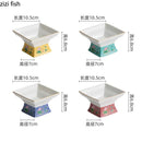 Axyaa Ceramic Gold-Edged High Footed Square Dessert Bowl for Molecular Cuisine