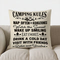 Axyaa Camping Rules Cushion Cover: Nap, Smile, Eat S'Mores & Relax Pattern