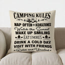 Axyaa Camping Rules Cushion Cover: Nap, Smile, Eat S'Mores & Relax Pattern