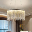 Axyaa Tassel Pendant Light for Living Room Bedroom, Chrome Circular Bohemian Hanging Lamp