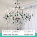 Axyaa French Blue Crystal Chandelier: Luxury Glass E14 Pendant Light, Romantic Living Room Decor