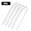 Axyaa Green Glass Drinking Straw Set with Cleaning Brush - 5 Pack