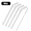 Axyaa Green Glass Drinking Straw Set with Cleaning Brush - 5 Pack