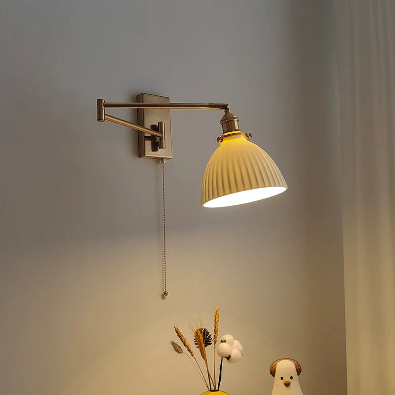 Axyaa Nordic LED Wall Sconce Left Right Rotate Pull Chain Switch Stair Light