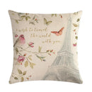 Axyaa Spring Paris Bird Flower Pillowcase Set for 45x45 Cm Pillows