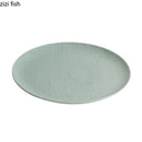 Axyaa Ceramic Dessert Plate Set | Green Patterned Steak Plates for Restaurant and Barbecue