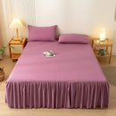 Axyaa Solid Color Bed Skirt with Elastic Band, Queen/King Size, Brushed Fabric