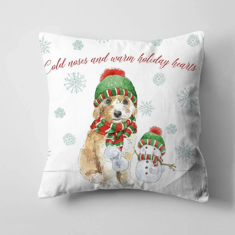 Axyaa Christmas Cute Dog Pillow Cushion Cover
