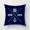 Axyaa Blue Mediterranean Compass Anchor Pillow Cover 45x45cm