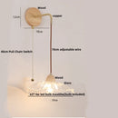 Axyaa Clear Glass LED Wall Lights with Wood Pull Chain Switch