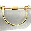 Axyaa Silver Striped Evening Bag Handbag with Chain Crossbody