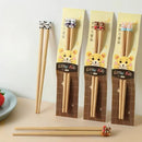 Axyaa Children's Bamboo Training Chopsticks, Ages 6-12, Cute Cartoon Design