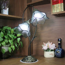 Axyaa Lotus Flower Tiffany Stained Glass Table Light Fixture, LED Bedroom Lamp
