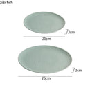 Axyaa Ceramic Dessert Plate Set | Green Patterned Steak Plates for Restaurant and Barbecue