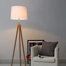 Axyaa Rattan Stand Floor Lamp - Nordic Design Wooden Tripod Standing Lamp