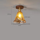 Axyaa Amber Glass LED Ceiling Lamp: Modern Aluminum Wood Light Fixture