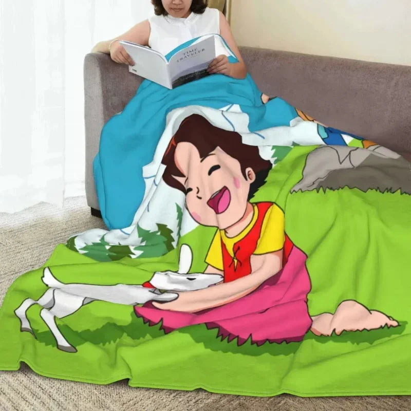 Heidi Alps Fleece Blanket Soft Cozy Throw Bedding for Sofa by Axyaa