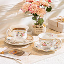 Axyaa Ceramic Coffee Cup & Saucer Set Retro Floral Afternoon Tea Mug