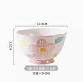Axyaa Ceramic High Foot Rice Bowl Relief Underglaze Color High Dessert Salad Bowl