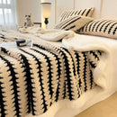 Axyaa Geometric Striped Fleece Blanket | Soft Plush Winter Throw Blanket