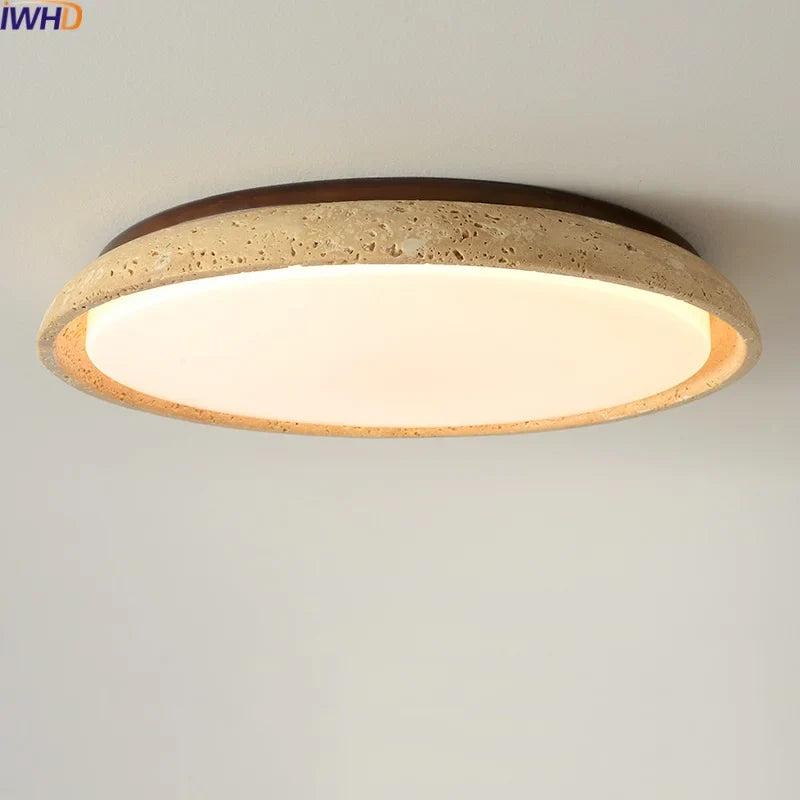 Axyaa Acryl Travertine LED Ceiling Light - Natural Stone Modern Ceiling Lamp