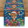 Axyaa Christmas Deer Table Runner for Kitchen Holiday Party Decor