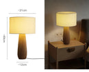 Axyaa Modern Ash Wood LED Bedside Table Lamp with Cloth Lampshade