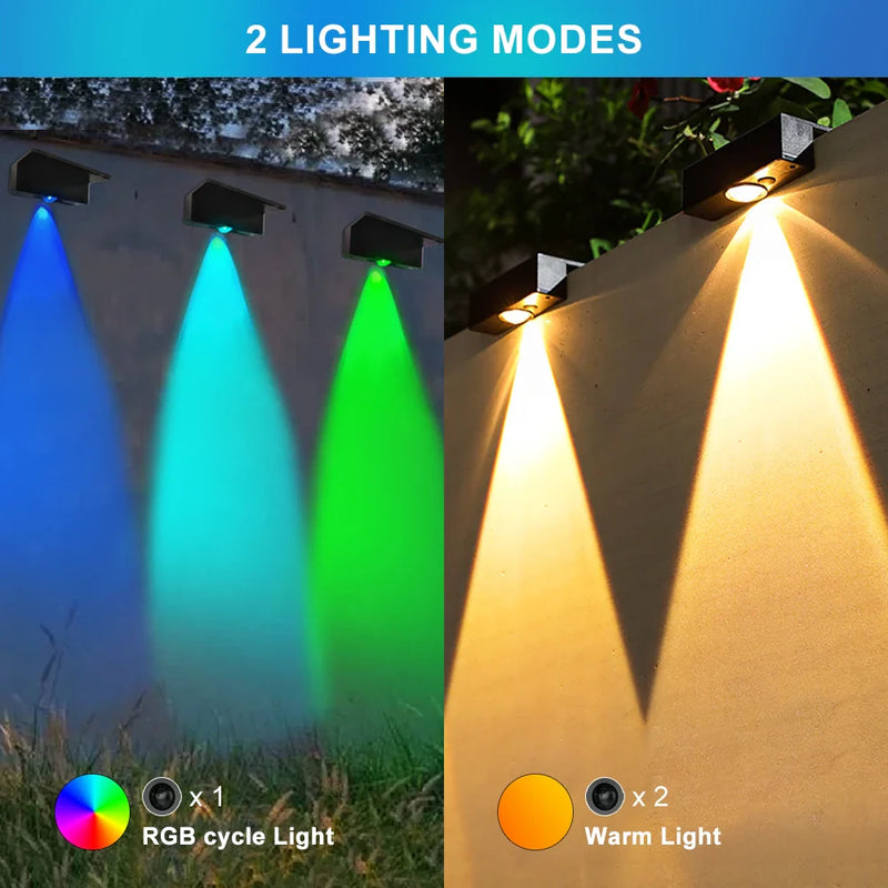 Axyaa Solar Fence Lights: Up Down RGB Luminous Outdoor Garden Wall Lamps