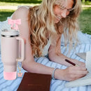 Axyaa Pink Bow Silicone Cup Accessories Set for 30/40 OZ Tumbler