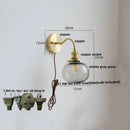 Axyaa Green Class Ball LED Wall Light Fixture with Copper Socket Switch