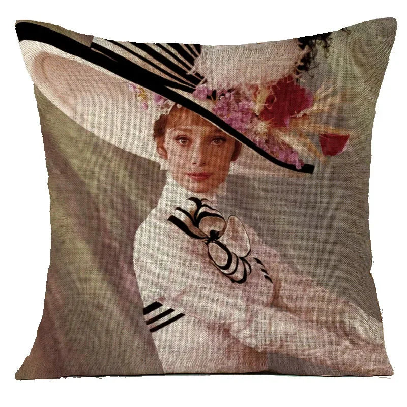 Audrey Hepburn Plush Cushion Cover by Axyaa - Home Decor Sofa Pillow Cover