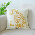 Axyaa Gold Leopard Velvet Pillow Case, 45x45cm Luxury Embroidered Cushion Cover for Home Decor