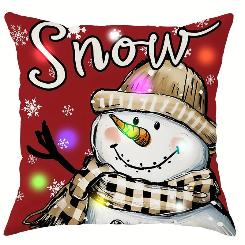 Axyaa Snowman Fawn Bell LED Pillowcase - Christmas Party Home Decor & Gift
