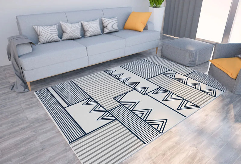 Axyaa Geometric Plaid Striped Print Carpet for Home Living Room and Bedroom Decor