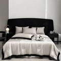 Axyaa Silk Summer Quilt Embroidered Bedspread Blanket Luxe Comforter for Bed