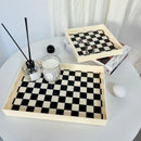 Axyaa Checkerboard Lattice Acrylic Ornament Storage Tray Decoration Base