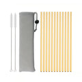 Axyaa Stainless Steel Reusable Metal Drinking Straws Set with Cleaner Brush