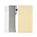 Axyaa Stainless Steel Reusable Metal Drinking Straws Set with Cleaner Brush