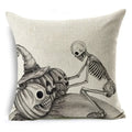 Axyaa Bone Cartoon Cushion Cover - Halloween Themed Decorative Pillow Case